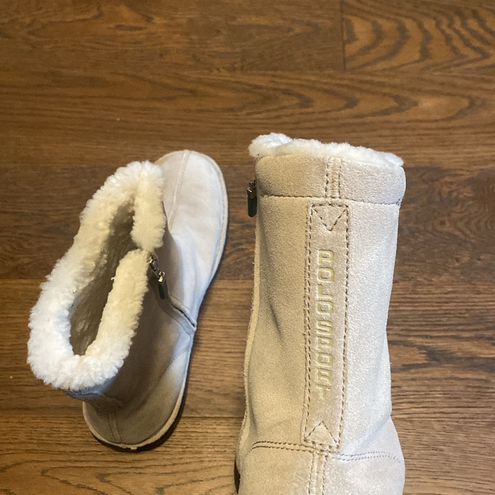 Polo Sport Ralph Lauren Women's Beige Faux Fur Lining Mid Calf Warm Boots - Picture 4 of 6